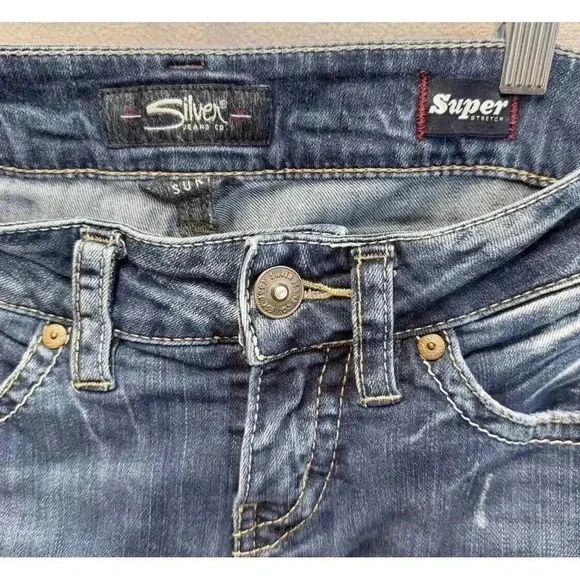Silver Jeans Women's Size 28 Suki Mid Slim Bootcut Western Cowgirl Blue Denim - Picture 7 of 9